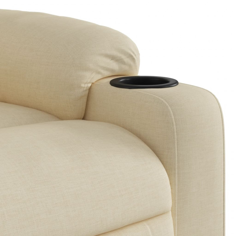 Rozkładany fotel masujący, elektryczny, kremowy, tkanina