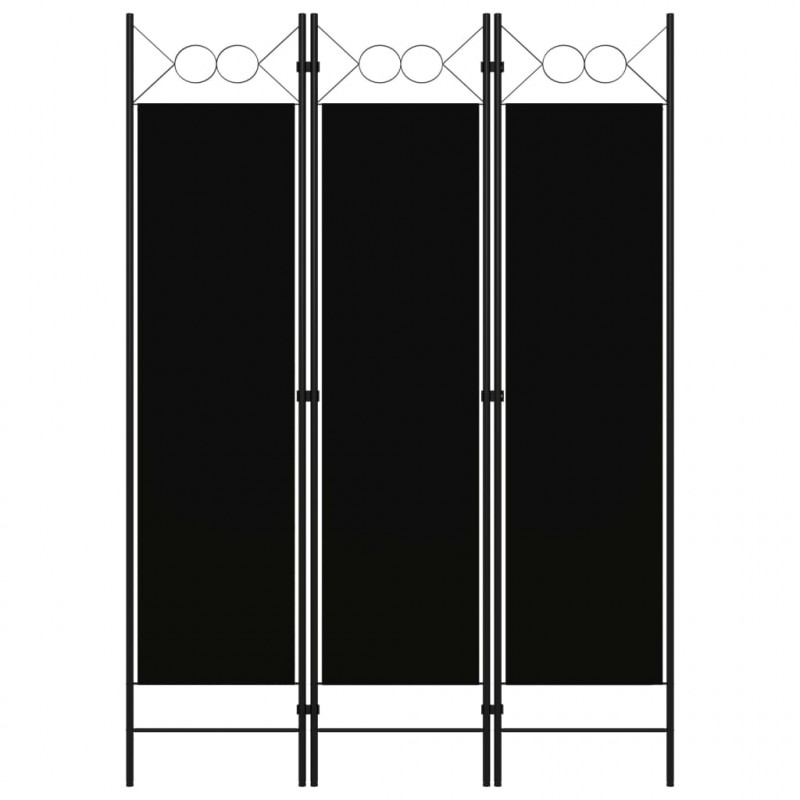 Parawan 3-panelowy, czarny, 120 x 180 cm