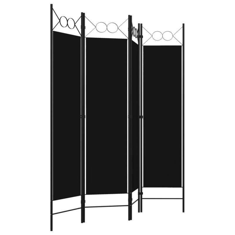 Parawan 4-panelowy, czarny, 160 x 180 cm