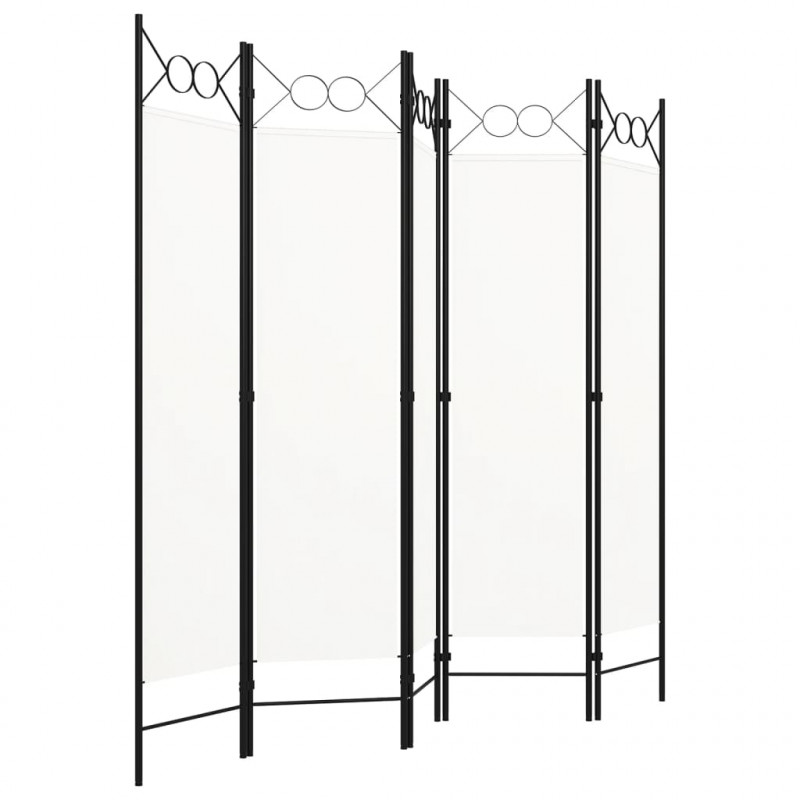 Parawan 5-panelowy, biały, 200 x 180 cm
