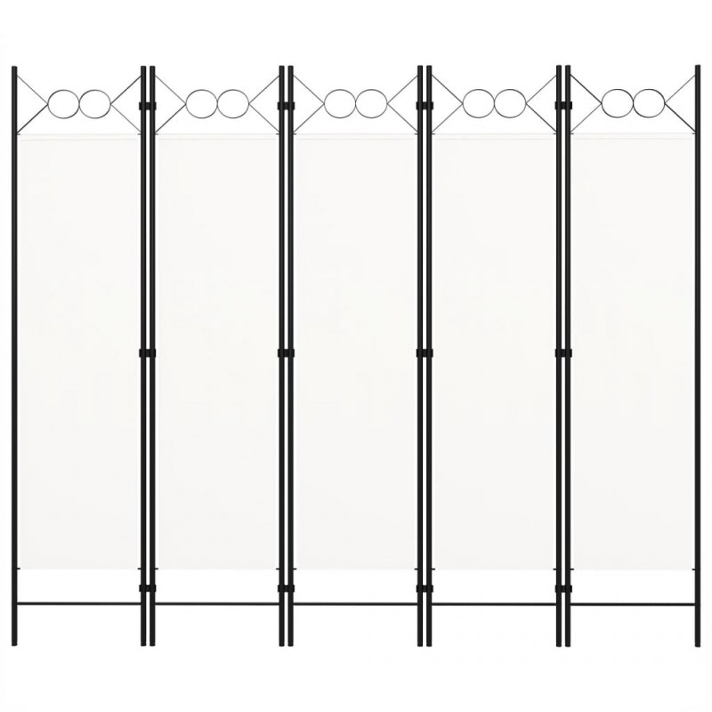Parawan 5-panelowy, biały, 200 x 180 cm