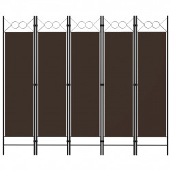 Parawan 5-panelowy, brązowy, 200 x 180 cm