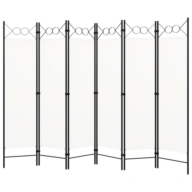 Parawan 6-panelowy, biały, 240 x 180 cm