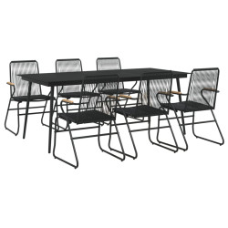 7-częściowy zestaw mebli ogrodowych, czarny, rattan PVC