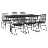 7-częściowy zestaw mebli ogrodowych, czarny, rattan PVC
