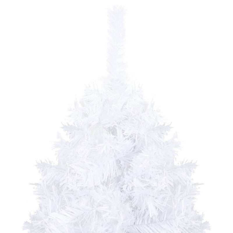 Sztuczna choinka z lampkami i bombkami, biała, 120 cm, PVC