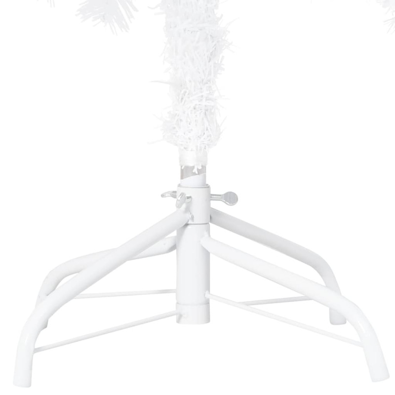 Sztuczna choinka z lampkami i bombkami, biała, 120 cm, PVC