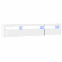 Szafka pod TV z oświetleniem LED, biała z połyskiem195x35x40 cm