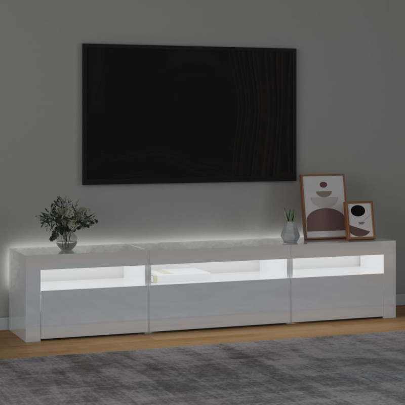 Szafka pod TV z oświetleniem LED, biała z połyskiem195x35x40 cm
