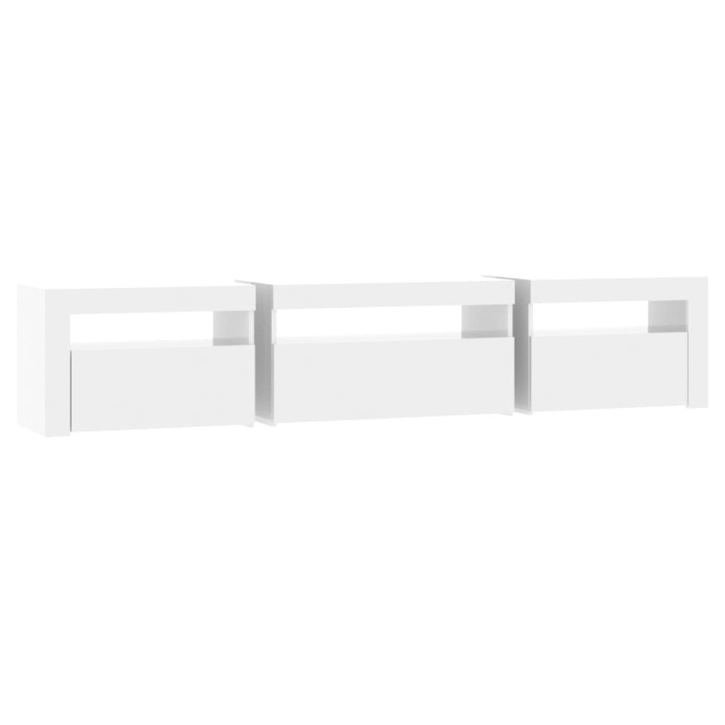 Szafka pod TV z oświetleniem LED, biała z połyskiem195x35x40 cm