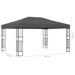 Altana ze sznurem lampek LED, 3x4 m, antracytowa tkanina