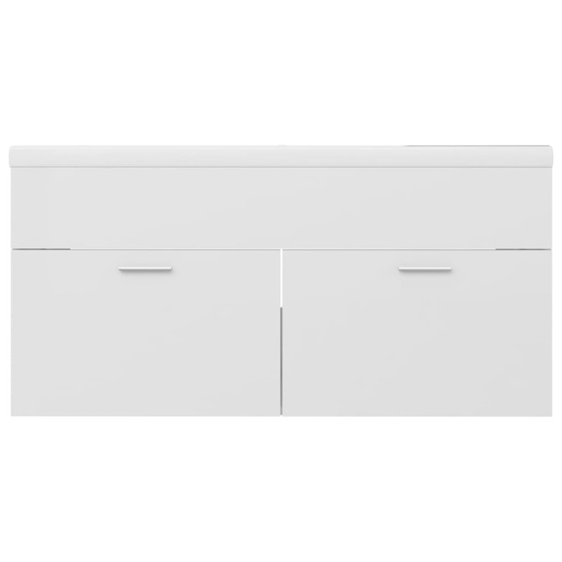 Szafka z wbudowaną umywalką, biała, wysoki połysk