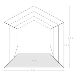 Namiot garażowy z PVC, 2,4 x 3,6 m, zielony