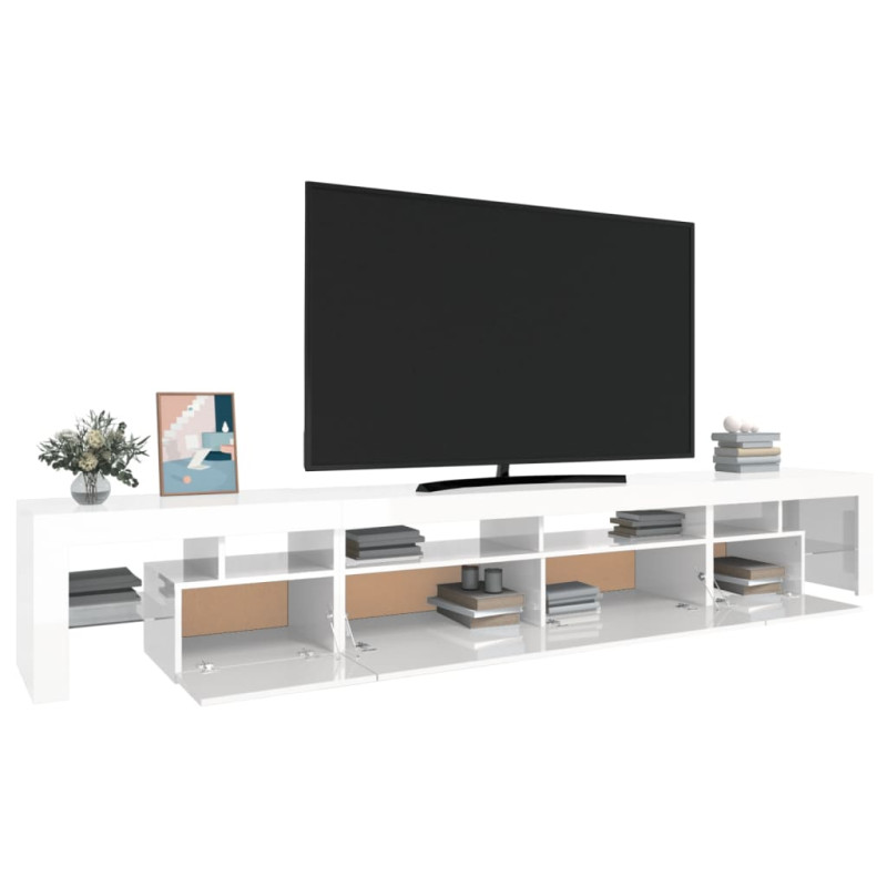Szafka pod TV z oświetleniem LED, biała, 260x36,5x40 cm