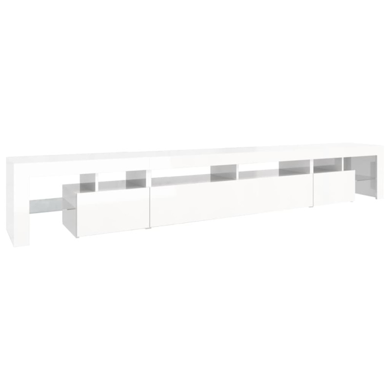 Szafka pod TV z oświetleniem LED, biała, 260x36,5x40 cm