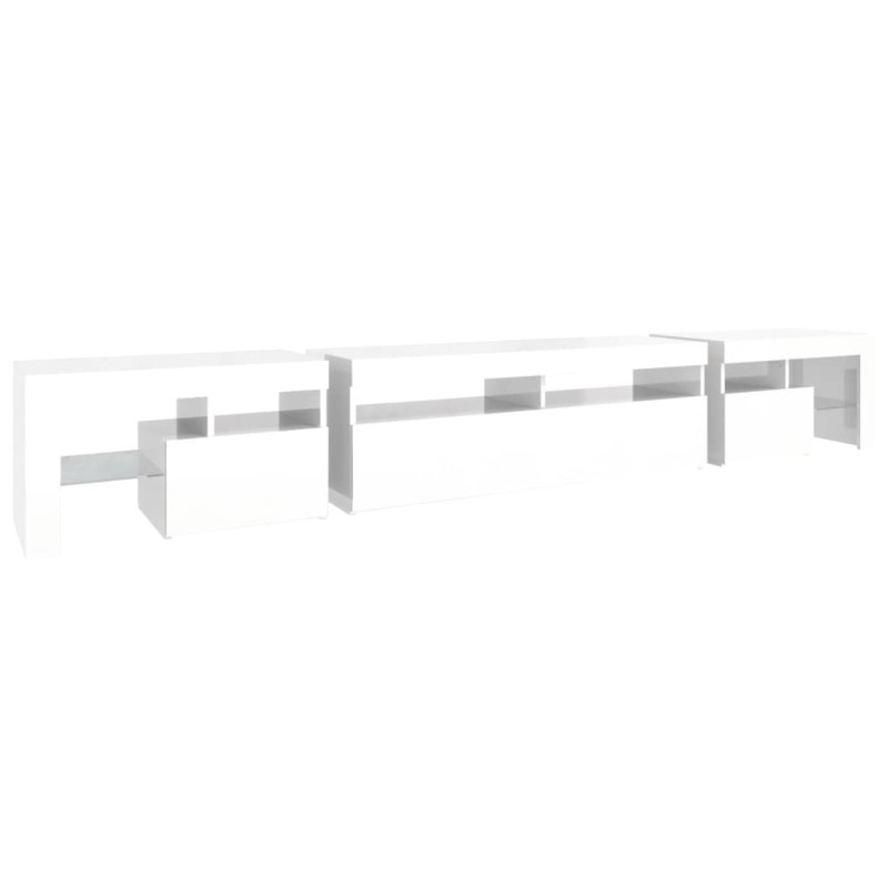 Szafka pod TV z oświetleniem LED, biała, 260x36,5x40 cm