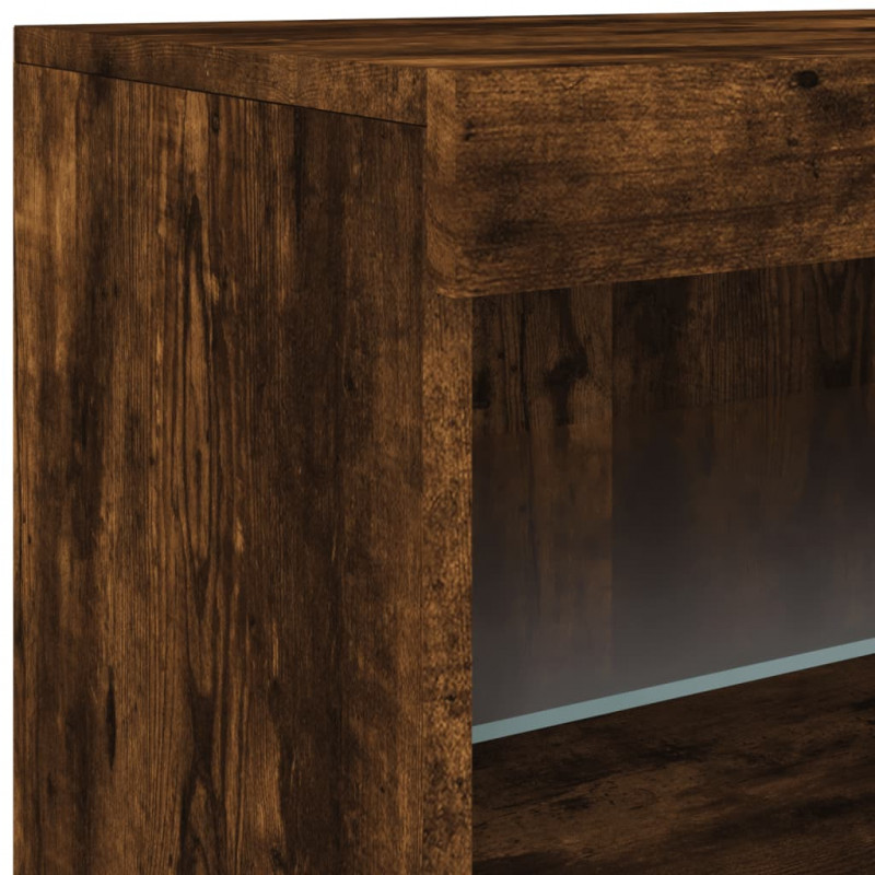 Szafka z oświetleniem LED, przydymiony dąb, 164x37x67 cm