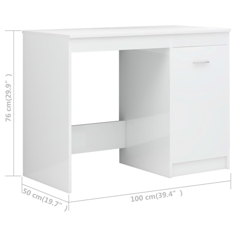 Biurko, białe z połyskiem 140x50x76 cm, materiał drewnopochodny