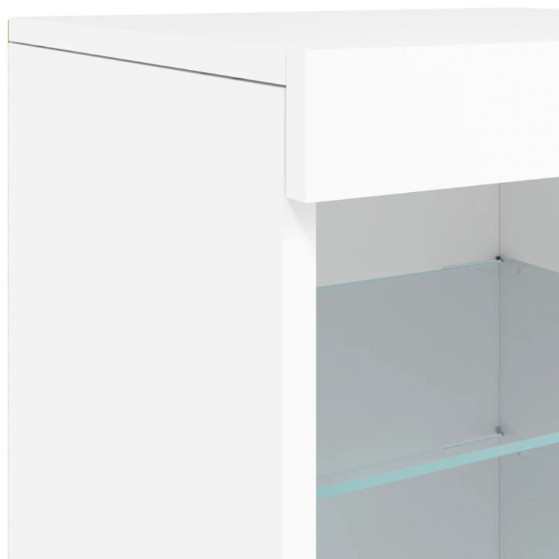 Szafka z oświetleniem LED, biała, 123x37x67 cm