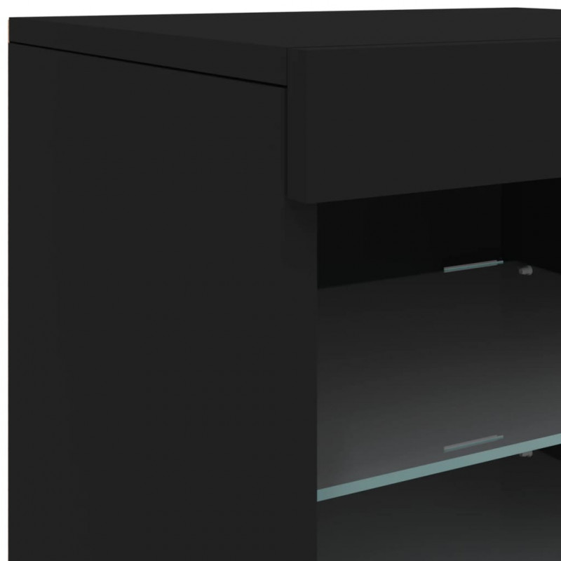 Szafka z oświetleniem LED, czarna, 123x37x67 cm
