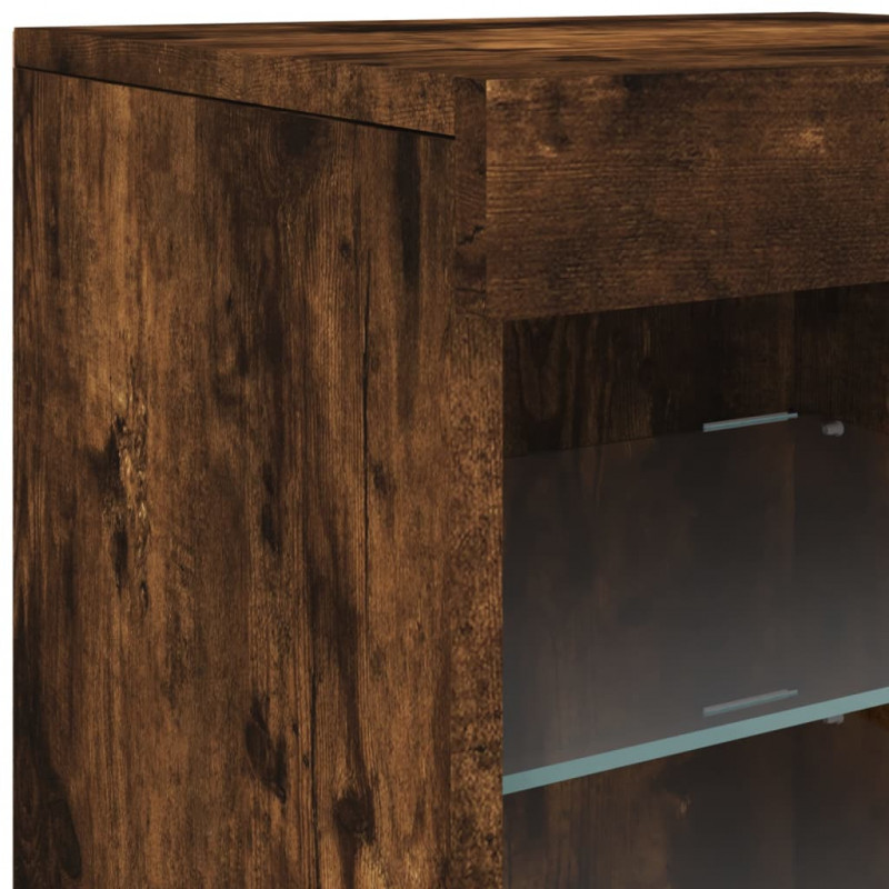 Szafka z oświetleniem LED, przydymiony dąb, 123x37x67 cm
