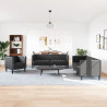 3-cz. zestaw wypoczynkowy Chesterfield, czarny, sztuczna skóra