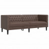 3-cz. zestaw wypoczynkowy Chesterfield, brązowy, sztuczna skóra
