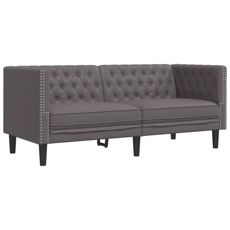 3-cz. zestaw wypoczynkowy Chesterfield, szary, sztuczna skóra