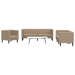 3-cz. zestaw wypoczynkowy Chesterfield, cappuccino, ekoskóra
