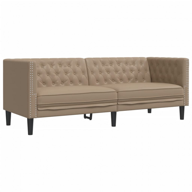 3-cz. zestaw wypoczynkowy Chesterfield, cappuccino, ekoskóra
