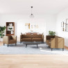 3-cz. zestaw Chesterfield, brązowy, sztuczna skóra zamszowa