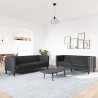 2-cz. zestaw wypoczynkowy Chesterfield, czarny, sztuczna skóra