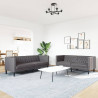 2-cz. zestaw wypoczynkowy Chesterfield, szary, sztuczna skóra