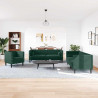 3-cz. wypoczynek Chesterfield z wałkami, ciemnozielony, aksamit