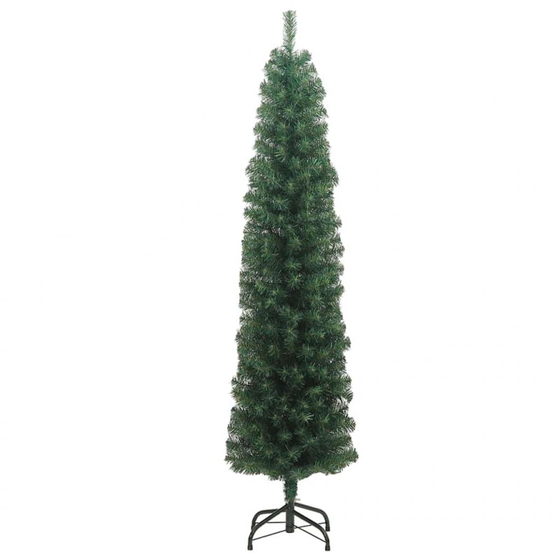Smukła sztuczna choinka ze stojakiem, zielona, 180 cm, PVC