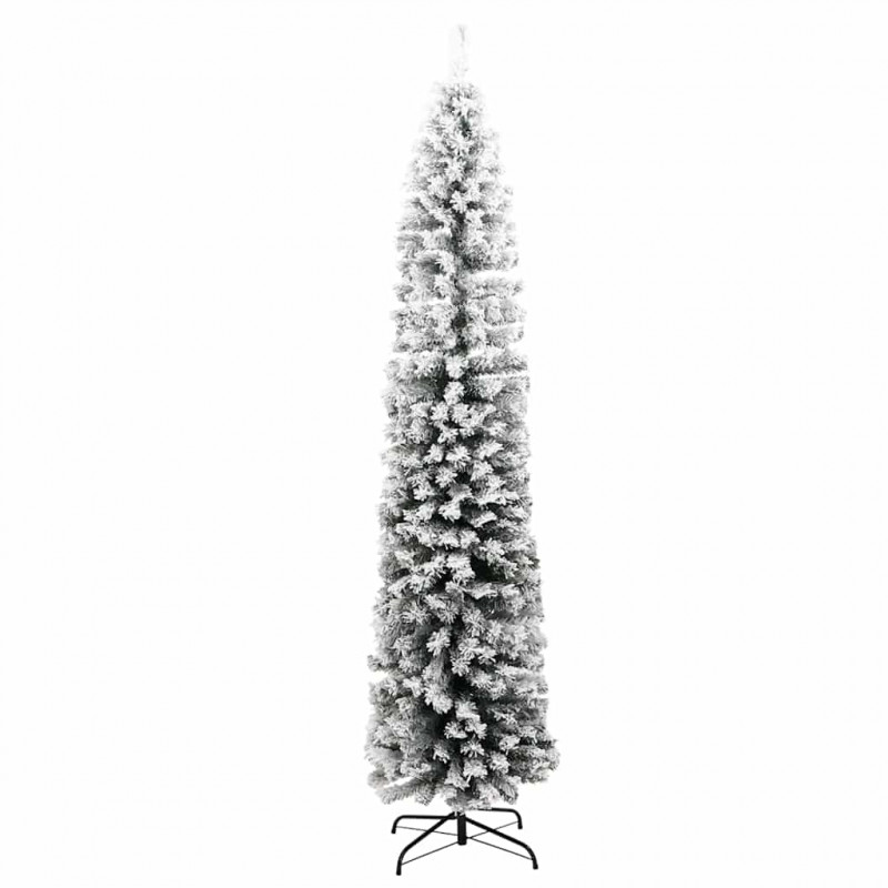 Smukła, sztuczna choinka, zielona, ośnieżona, 210 cm, PVC