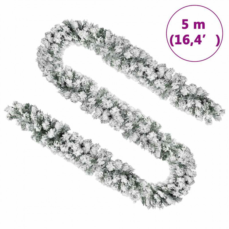 Świąteczna girlanda pokryta śniegiem, zielona, 5 m, PVC