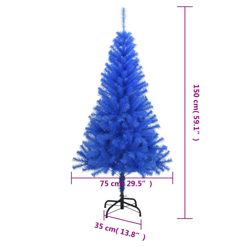 Sztuczna choinka ze stojakiem, niebieska, 150 cm, PVC