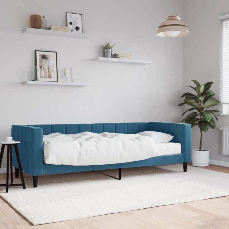 Sofa z materacem do spania, niebieska, 80x200 cm, aksamit