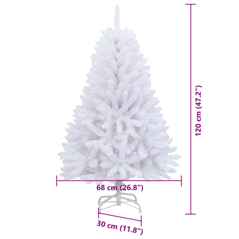 Sztuczna choinka z 150 diodami LED Biały 120 cm PVC i Metal