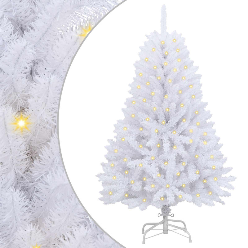 Sztuczna choinka z 150 diodami LED Biały 150 cm PVC i Metal