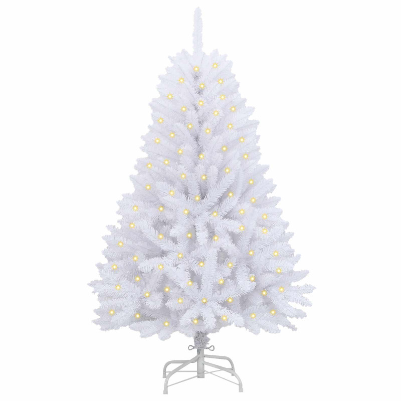Sztuczna choinka z 150 diodami LED Biały 150 cm PVC i Metal