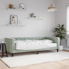 Sofa z materacem do spania, jasnoszara, 90x200 cm, aksamit