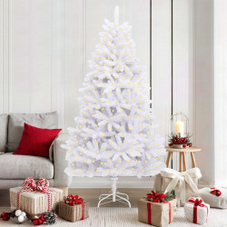 Sztuczna choinka z 300 diodami LED Biały 180 cm PVC i Metal