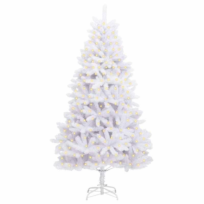 Sztuczna choinka z 300 diodami LED Biały 180 cm PVC i Metal