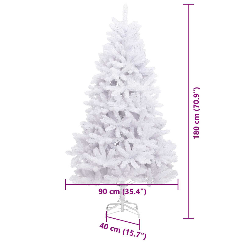 Sztuczna choinka z 300 diodami LED Biały 180 cm PVC i Metal