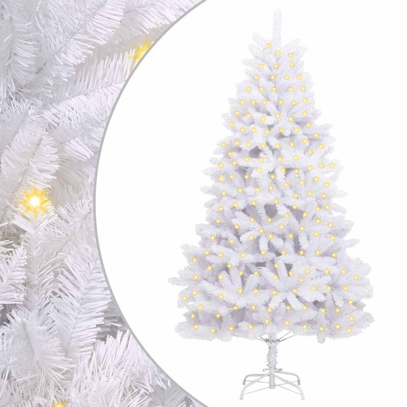 Sztuczna choinka z 300 diodami LED Biały 210 cm PVC i Metal