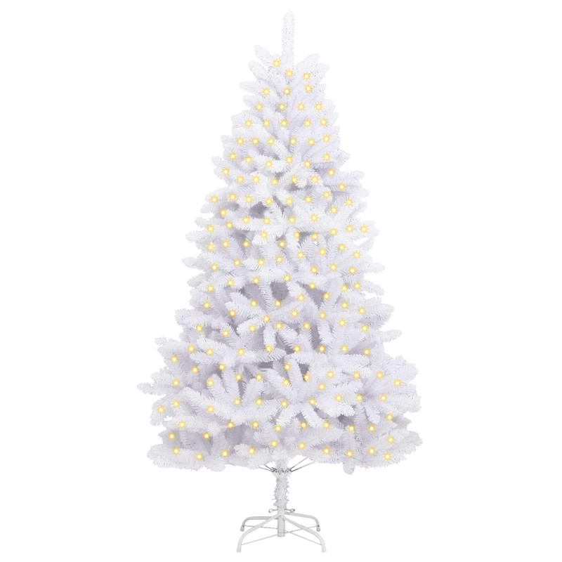 Sztuczna choinka z 300 diodami LED Biały 210 cm PVC i Metal