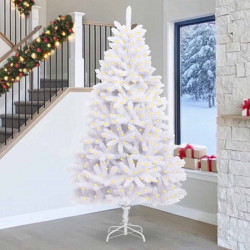 Sztuczna choinka z 300 diodami LED Biały 270 cm PVC i Metal