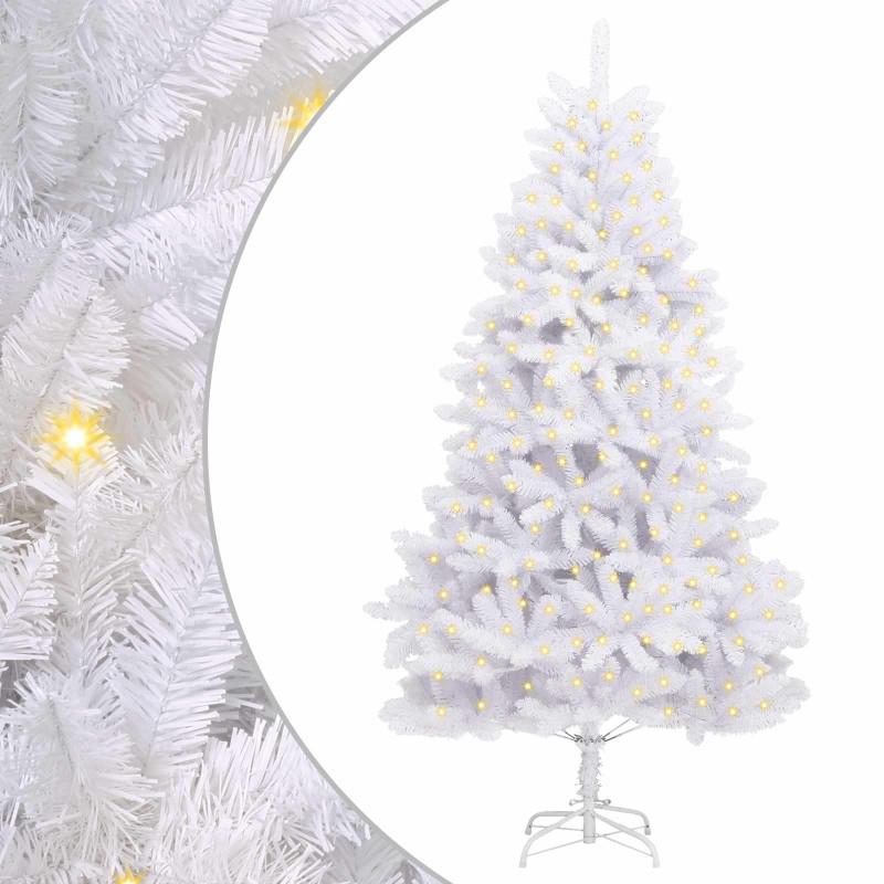 Sztuczna choinka z 300 diodami LED Biały 270 cm PVC i Metal